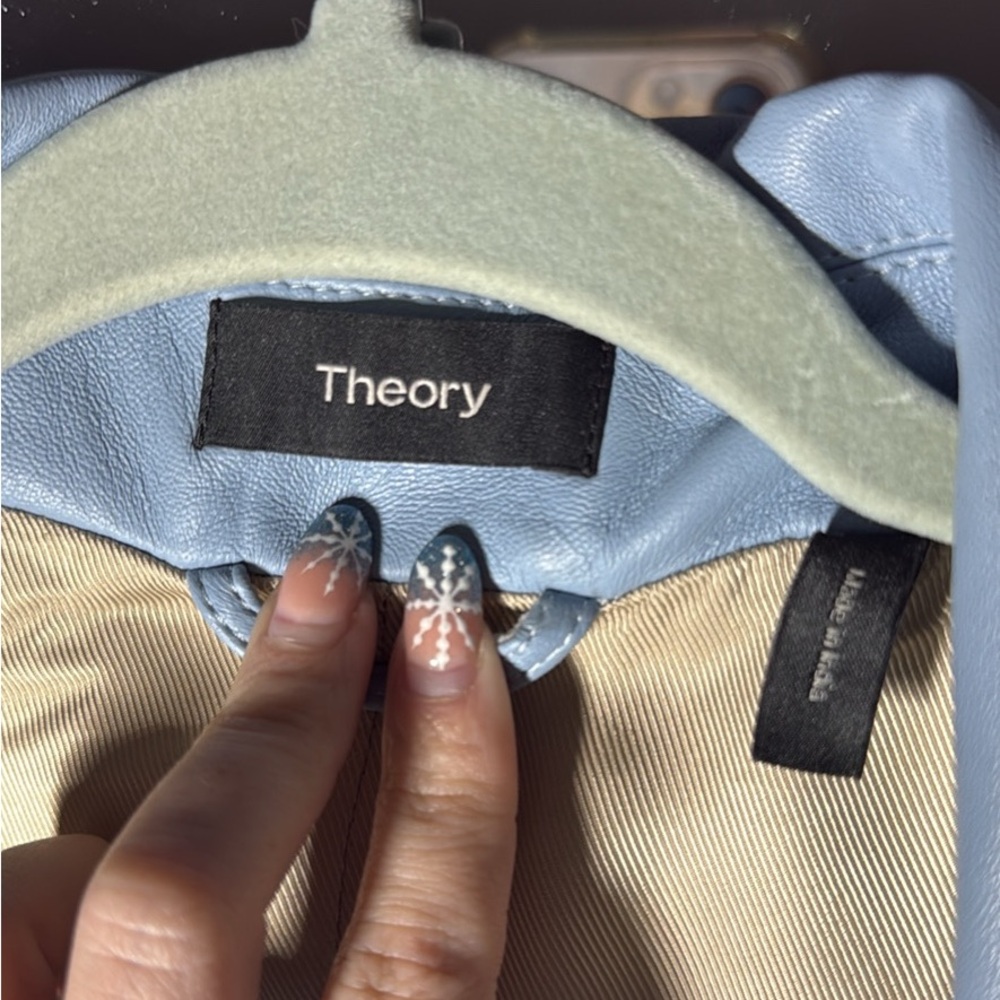 Theory Light Blue Leather Jacket - image 2